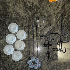 Black Metal t-lite candle holder, ceiling mounted